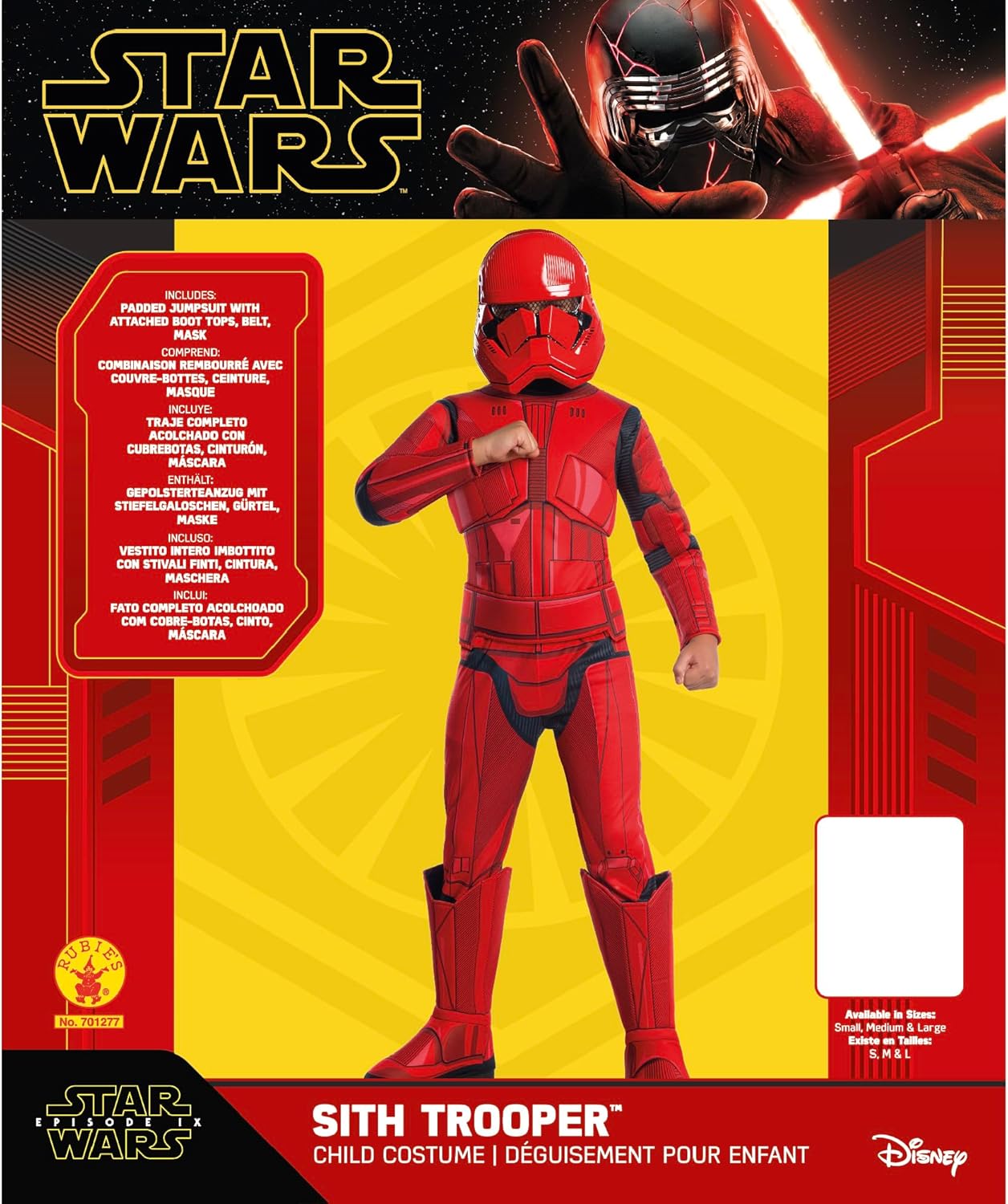 Rubies Star Wars The Rise of the Skywalker Deluxe Sith Trooper Boys Costume