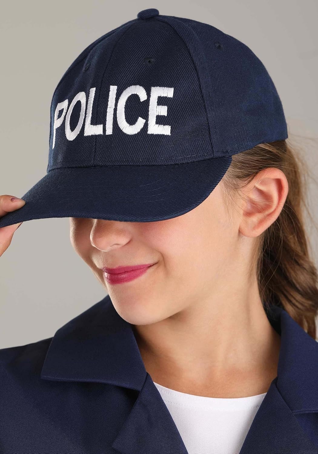 Girls Tactical Cop Jumpsuit Costume With Hat and Belt