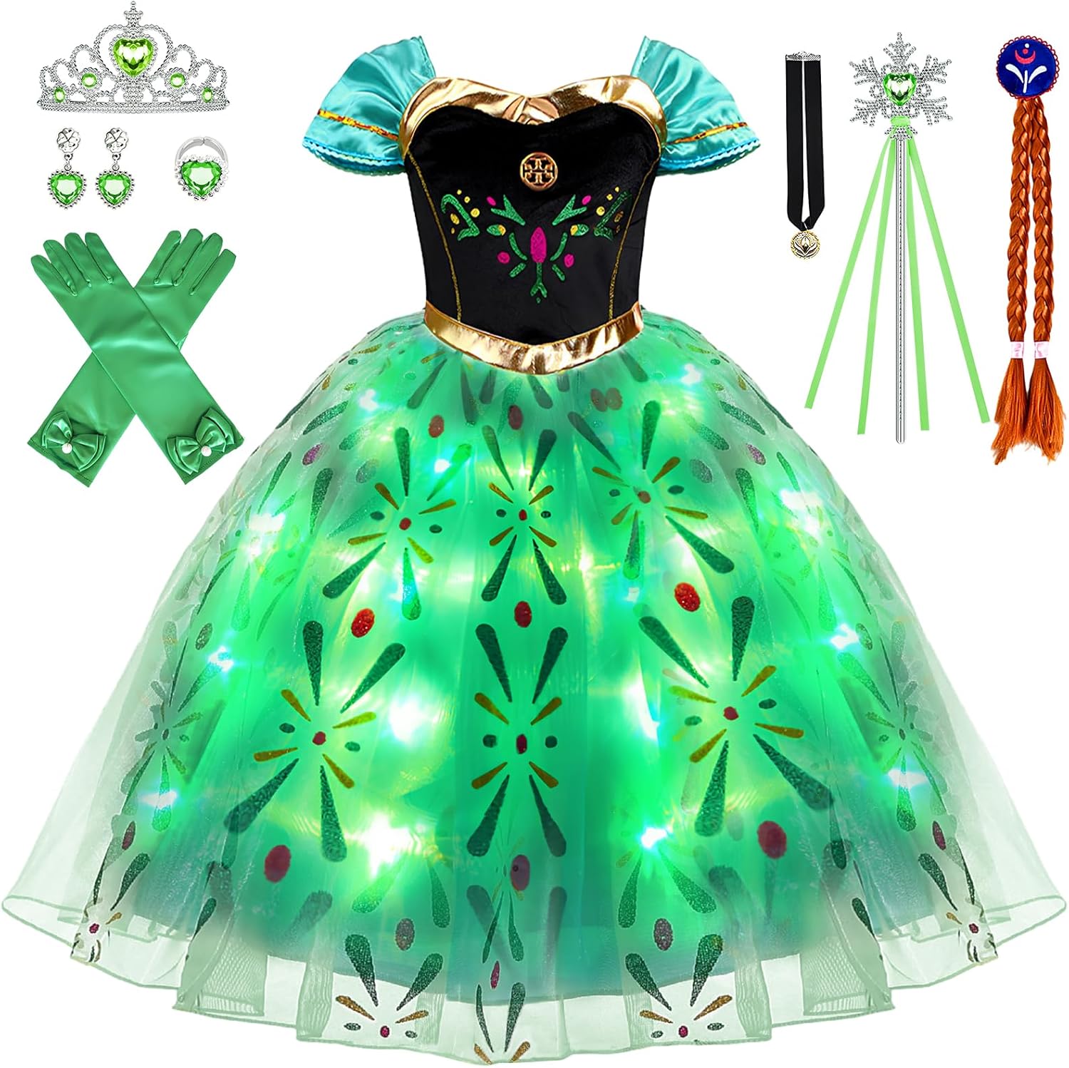 Latocos 10-Piece Glow-in-the-Dark Princess Costume Set for Girls