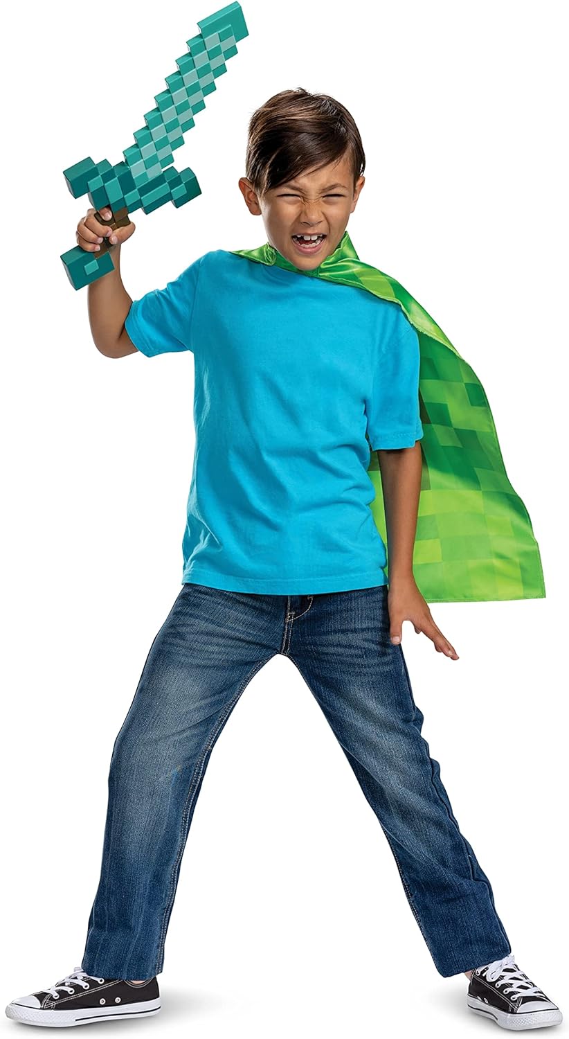 Pixelated Creeper Diamond Sword Costume Set