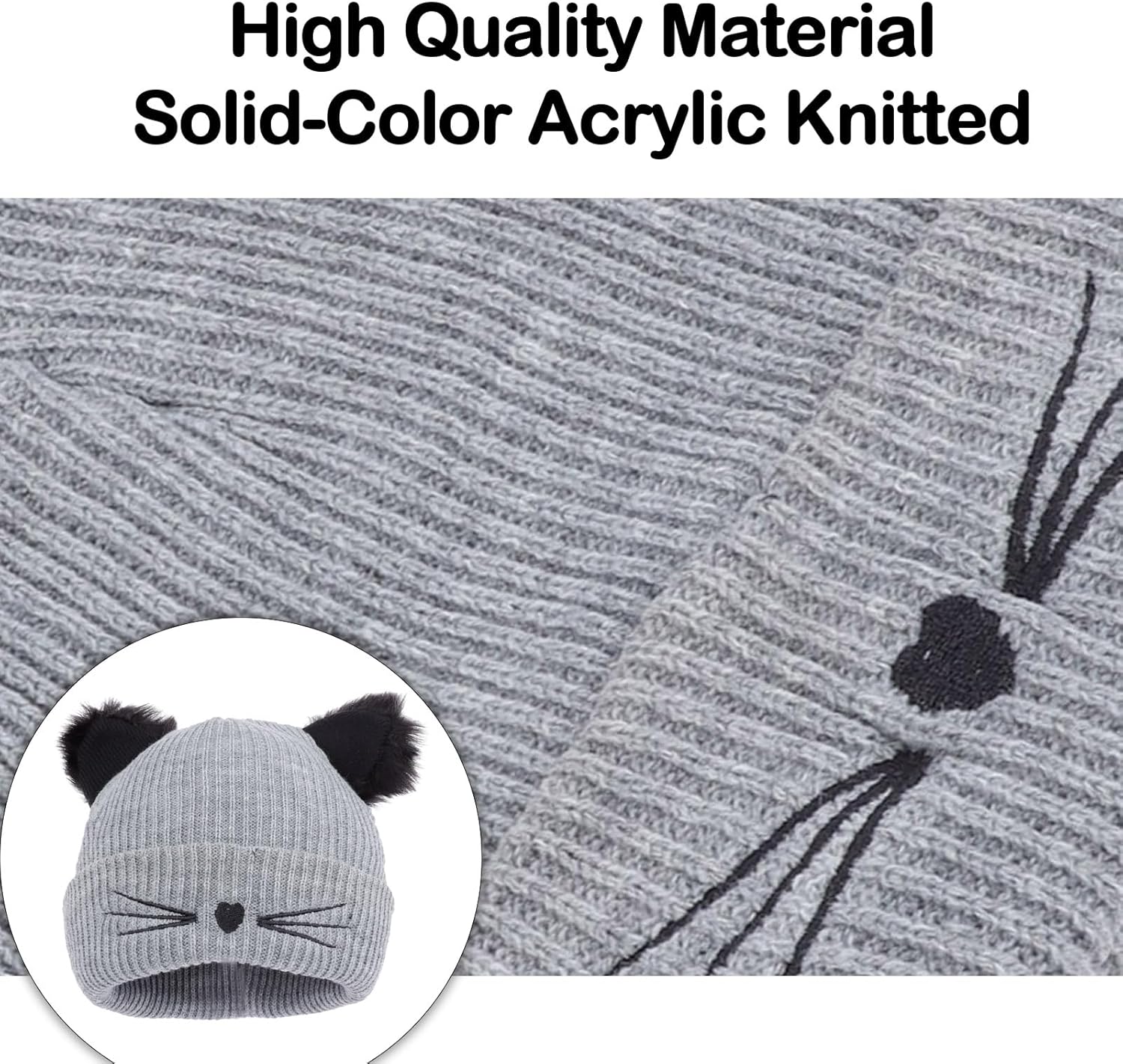 Winter Cat Ears Beanie for Girls