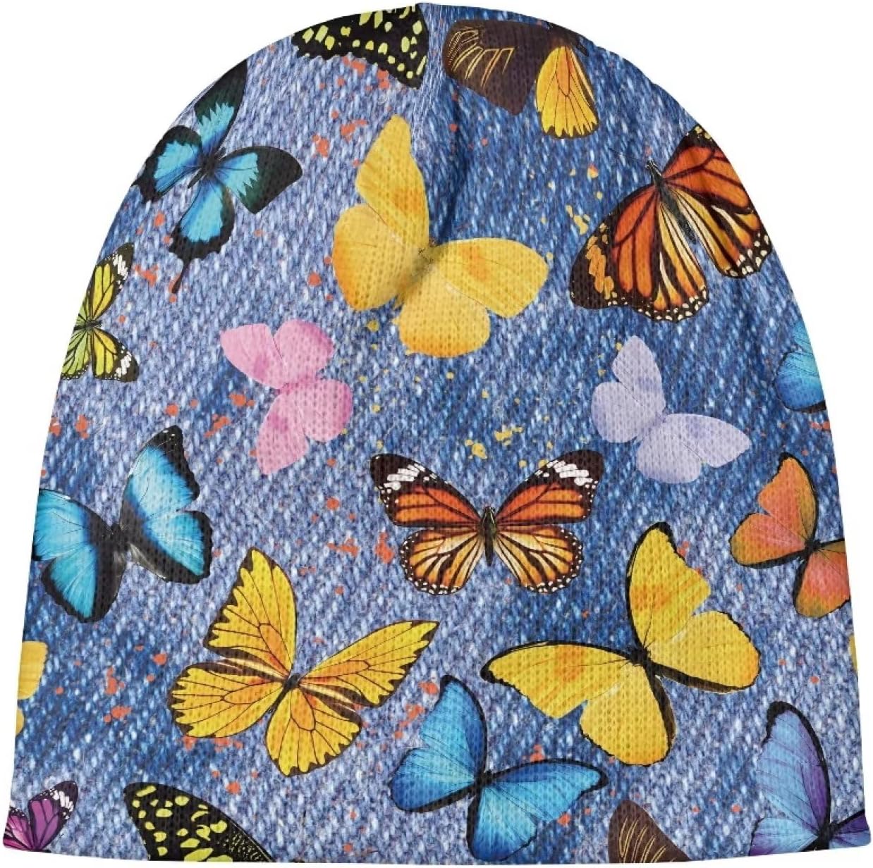 Parprinty Girls Butterfly Floral Knitted Beanie Hat