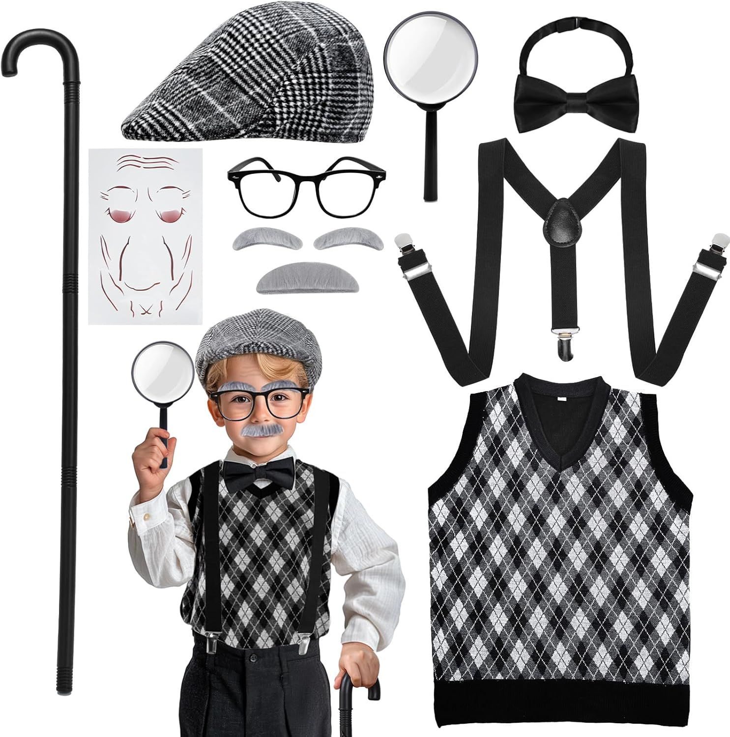 Skirfy Old Man Costume for Kids