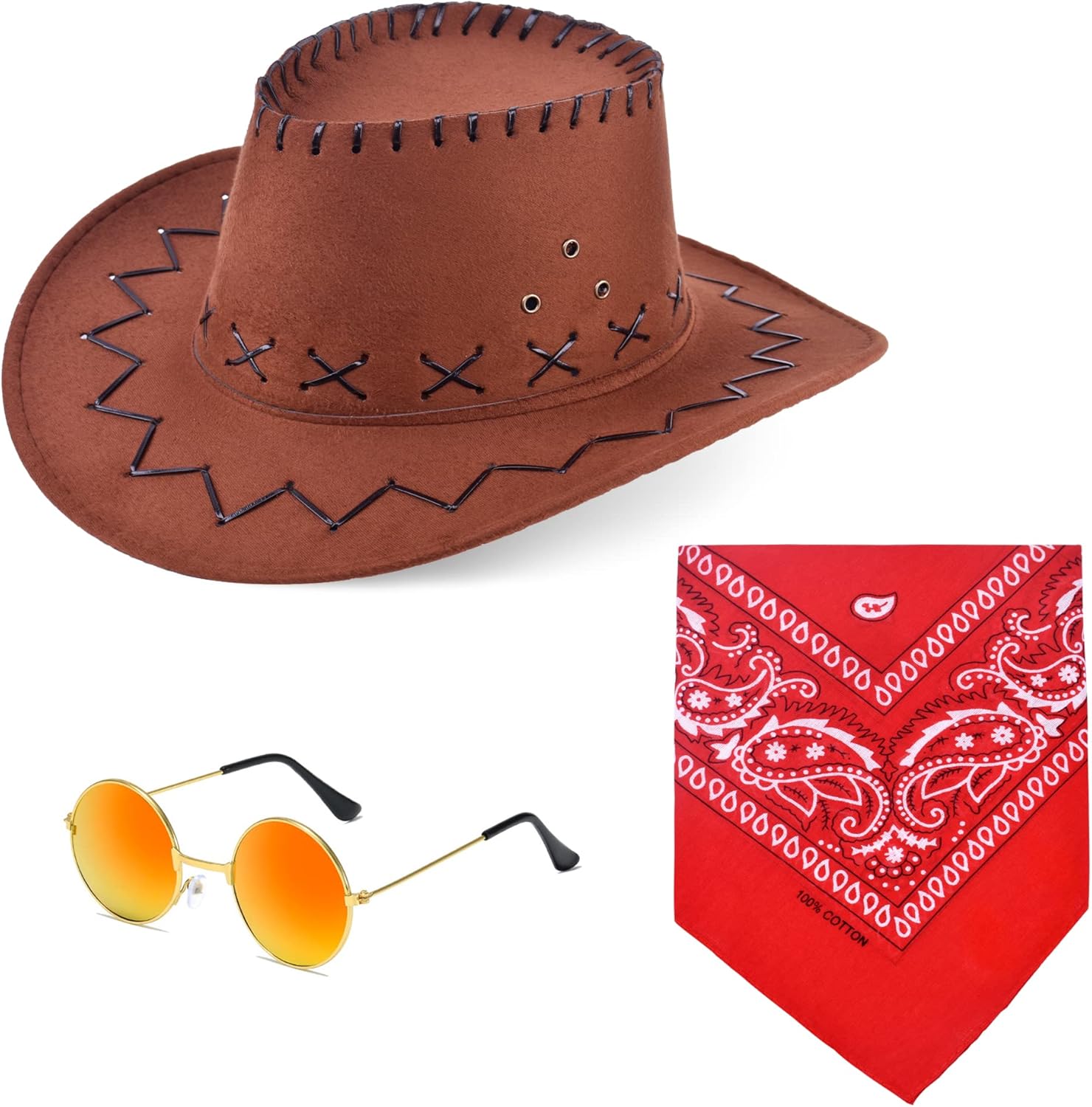 Kids Cowboy Cowgirl Costume 4PCS Set for Boys Girls Role Play