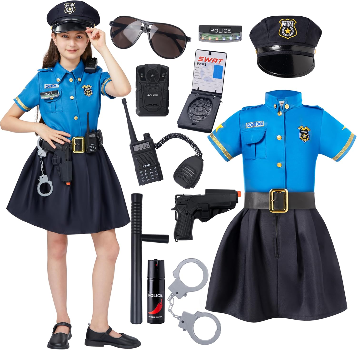Spooktacular Halloween Police Officer Costume for Girls
