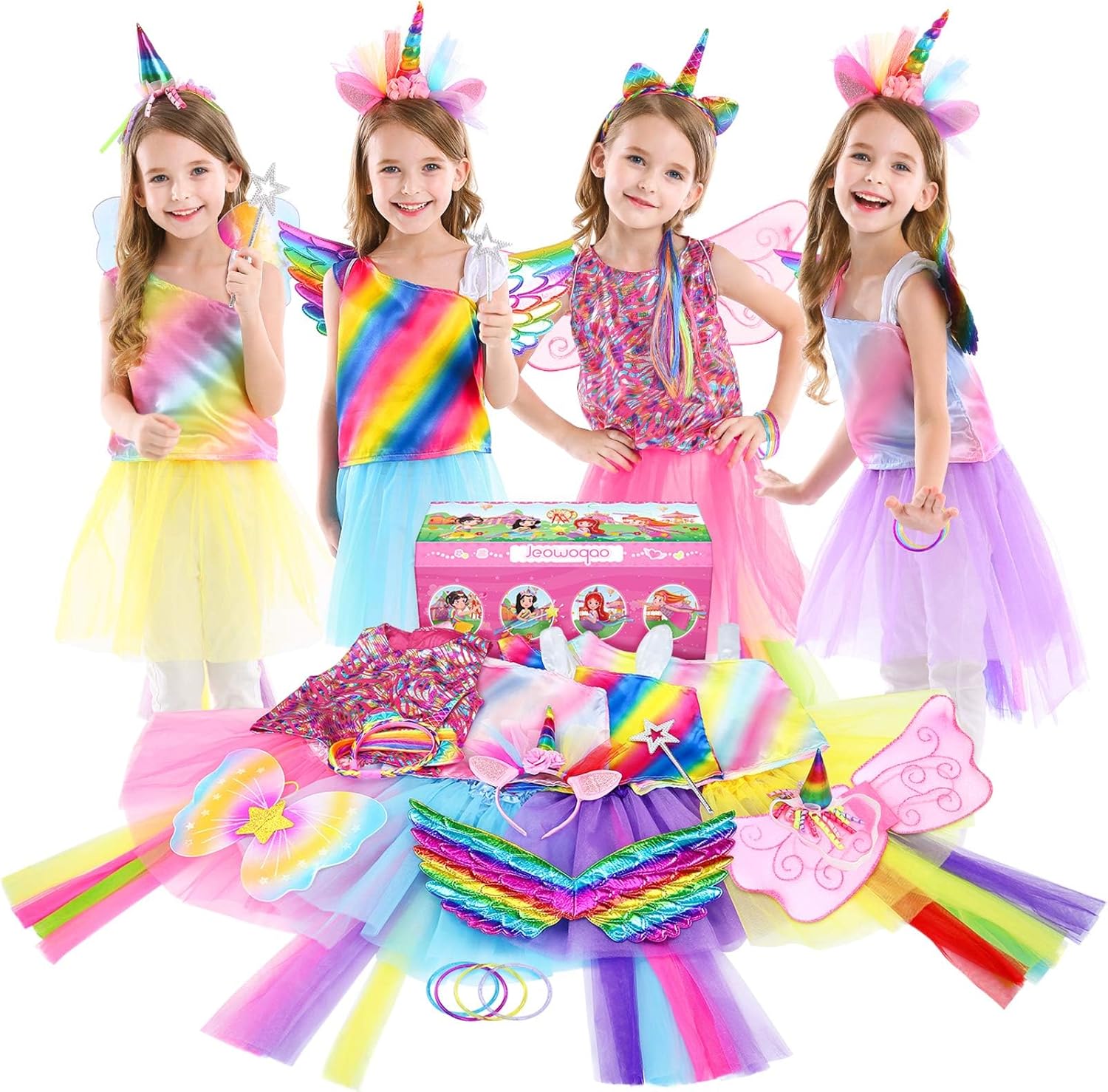 Jeowoqao Girl Dress Up Trunk Set 19 Pcs Princess Costume