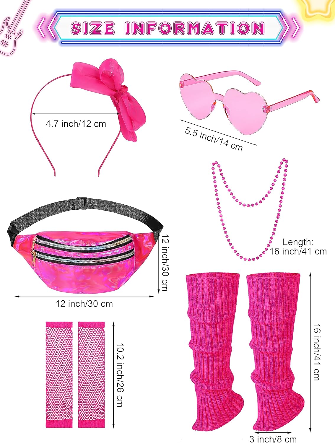 80s Party Outfit Accessory Set Halloween costume for Girls